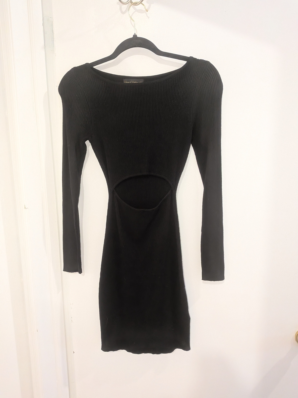 House of Harlow 1960 Black Long-Sleeve Cutout Mini Dress XS